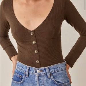 NWT Reformation Virgil Knit Top in Cafe